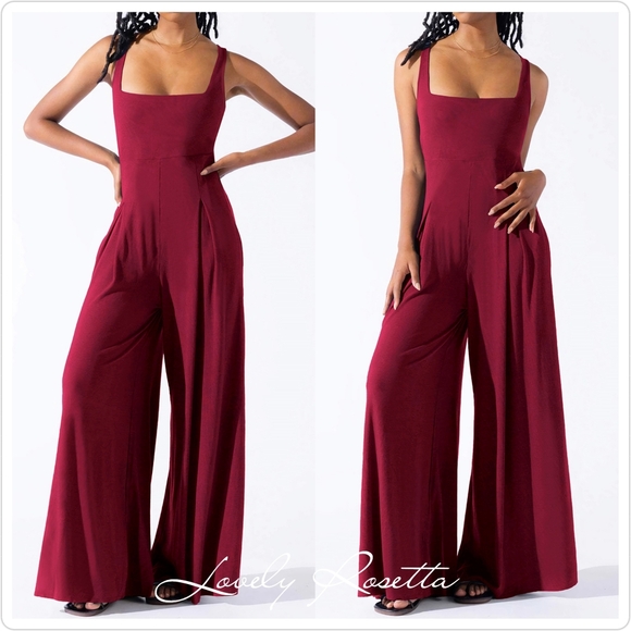 Sophisticated Tan Square Neck Wide Leg Jumpsuit - Picture 6 of 8